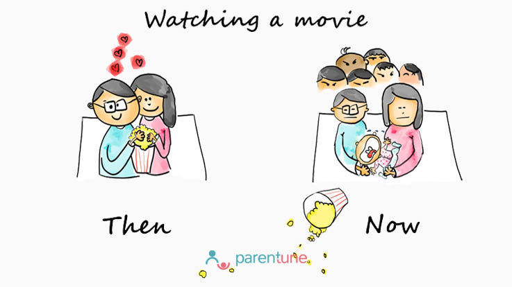 Watching a movie then and now Watching a movie then and now