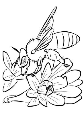 bumblebee and flower coloring page