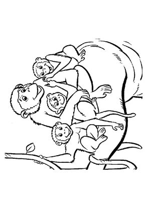 Free & Printable Monkey Family Coloring Picture, Assignment Sheets