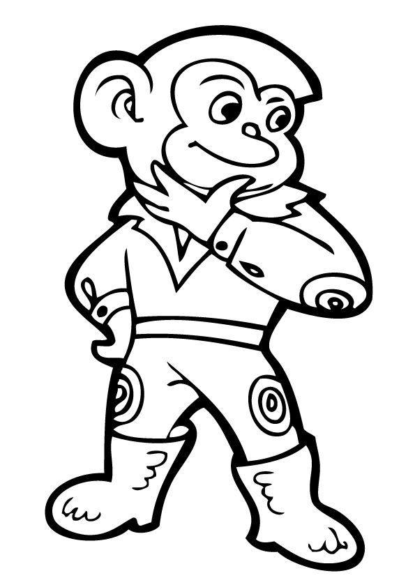 Free & Printable Posing Monkey Coloring Picture, Assignment Sheets ...