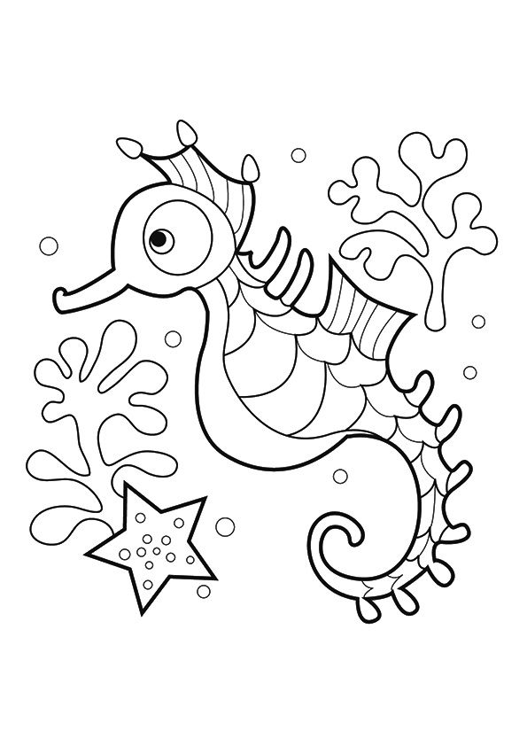 Download Free Printable Seahorse Coloring Pages, Seahorse Coloring Pictures for Preschoolers, Kids ...