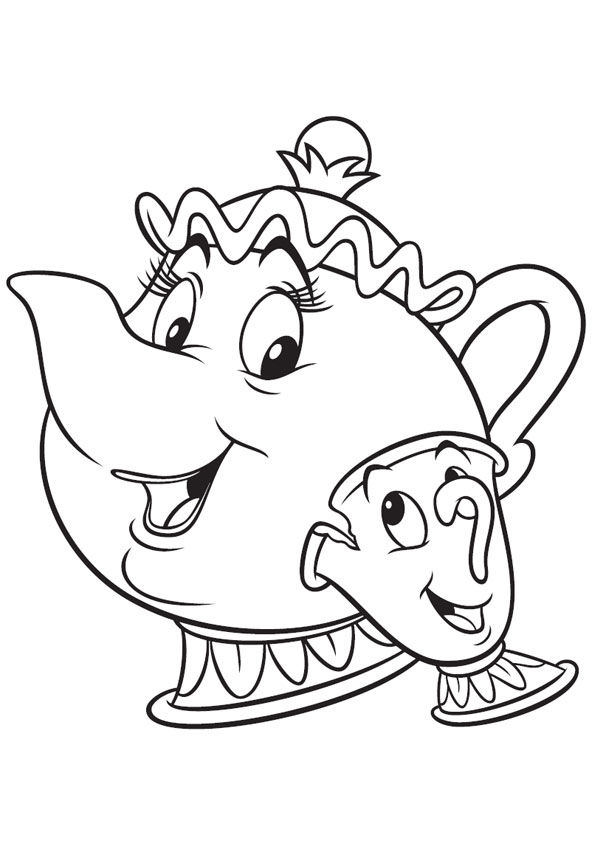 Download Free & Printable Mrs Potts & Chip Potts Coloring Picture, Assignment Sheets Pictures for Child ...