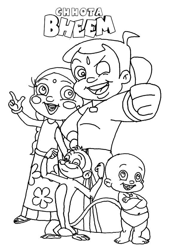 chota bheem team coloring pages
