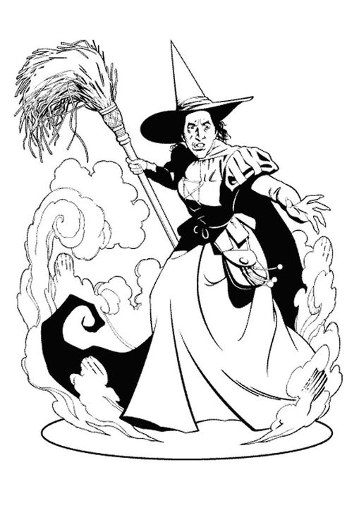 Free Printable Wicked Witch Coloring Picture Assignment Sheets 